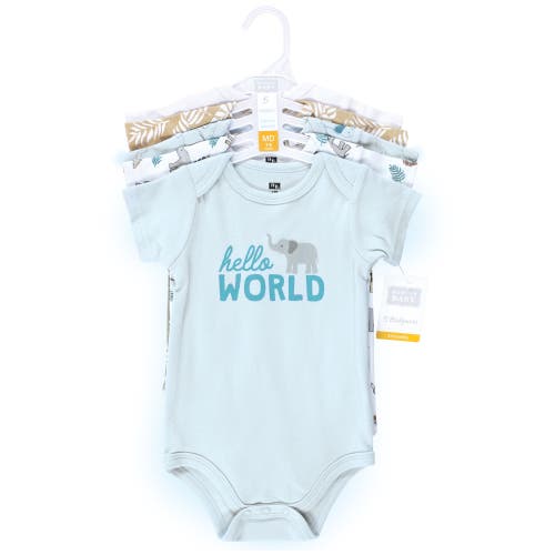 Hudson Baby Five-piece Set Of Cotton Infant All-in-one Bodysuits In Green