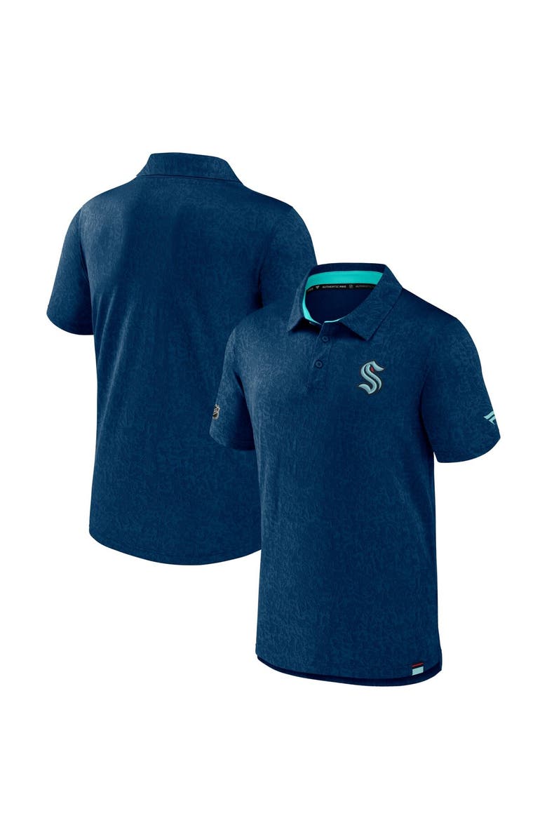 FANATICS Men's Fanatics Branded  Deep Sea Blue Seattle Kraken Authentic Pro Jacquard Polo, Alternate, color, Navy