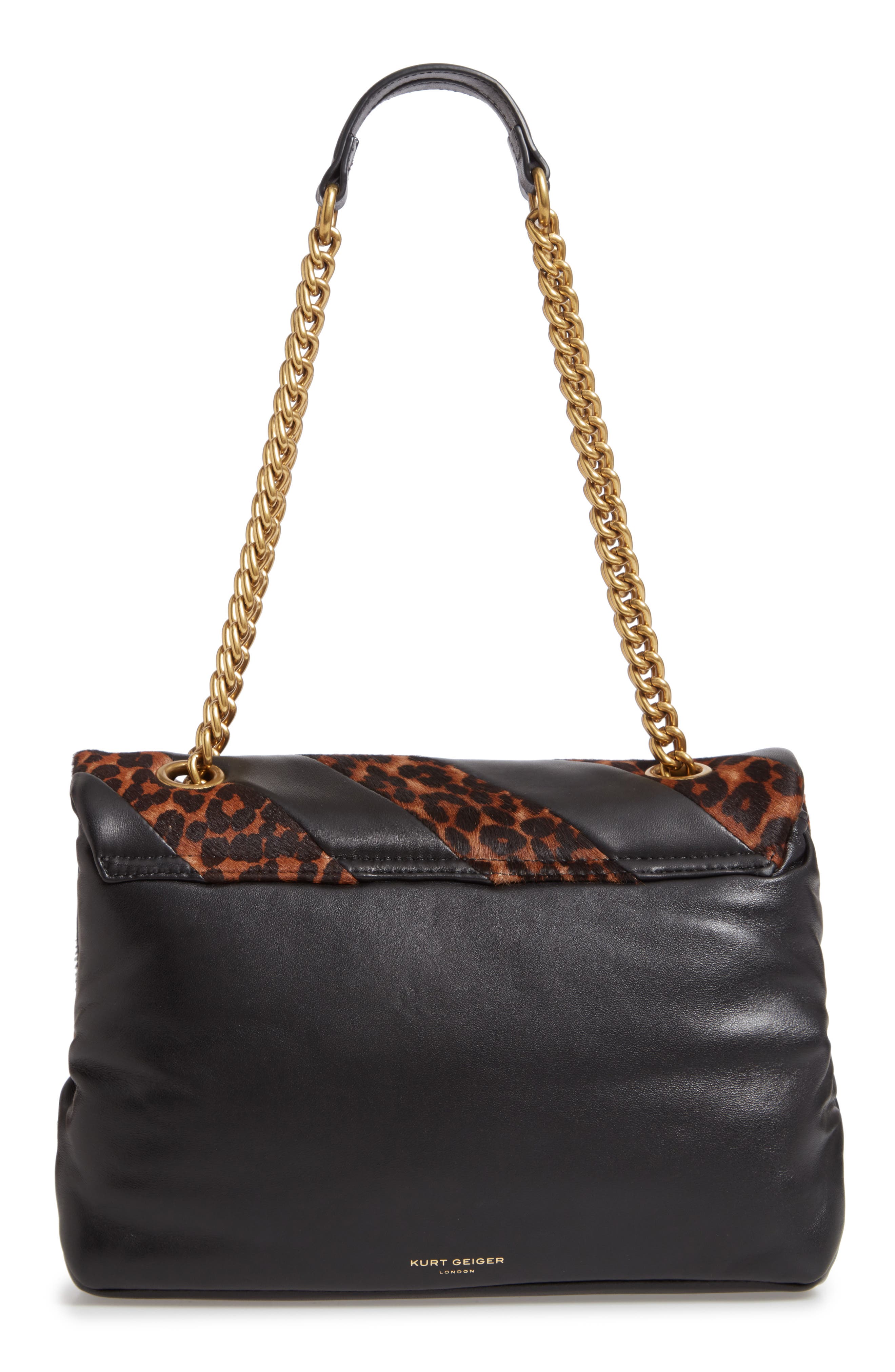 Leopard Faux Fur Soho Leather Shoulder Bag, Alternate, color, BLACK LEATHER/ CALF HAIR