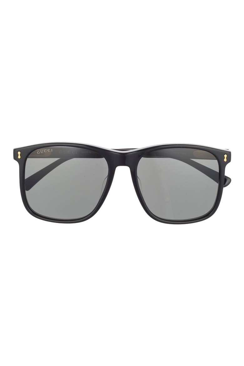57mm Square Sunglasses, Main, color, BLACK BLACK GREY