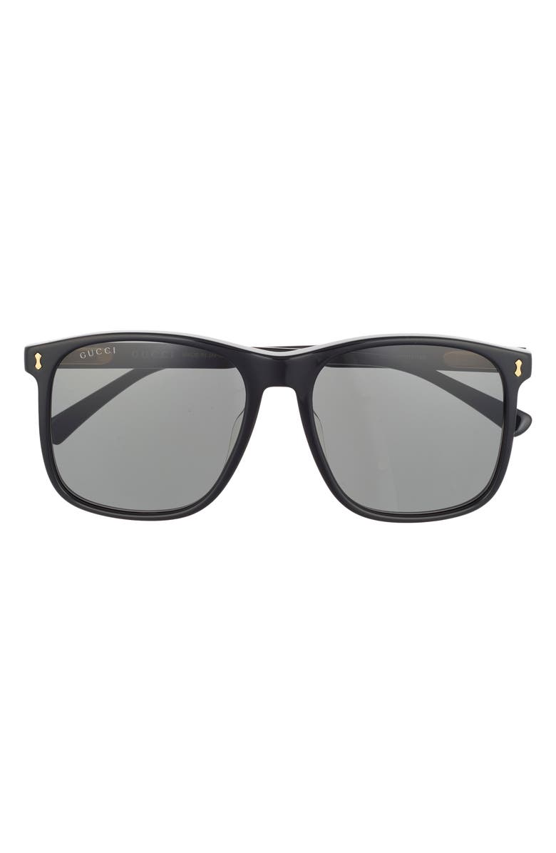 Gucci 57mm Square Sunglasses, Main, color, Black Black Grey