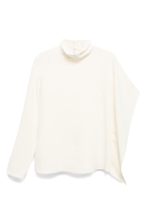 Mango Asymmetric High Neck Top In White