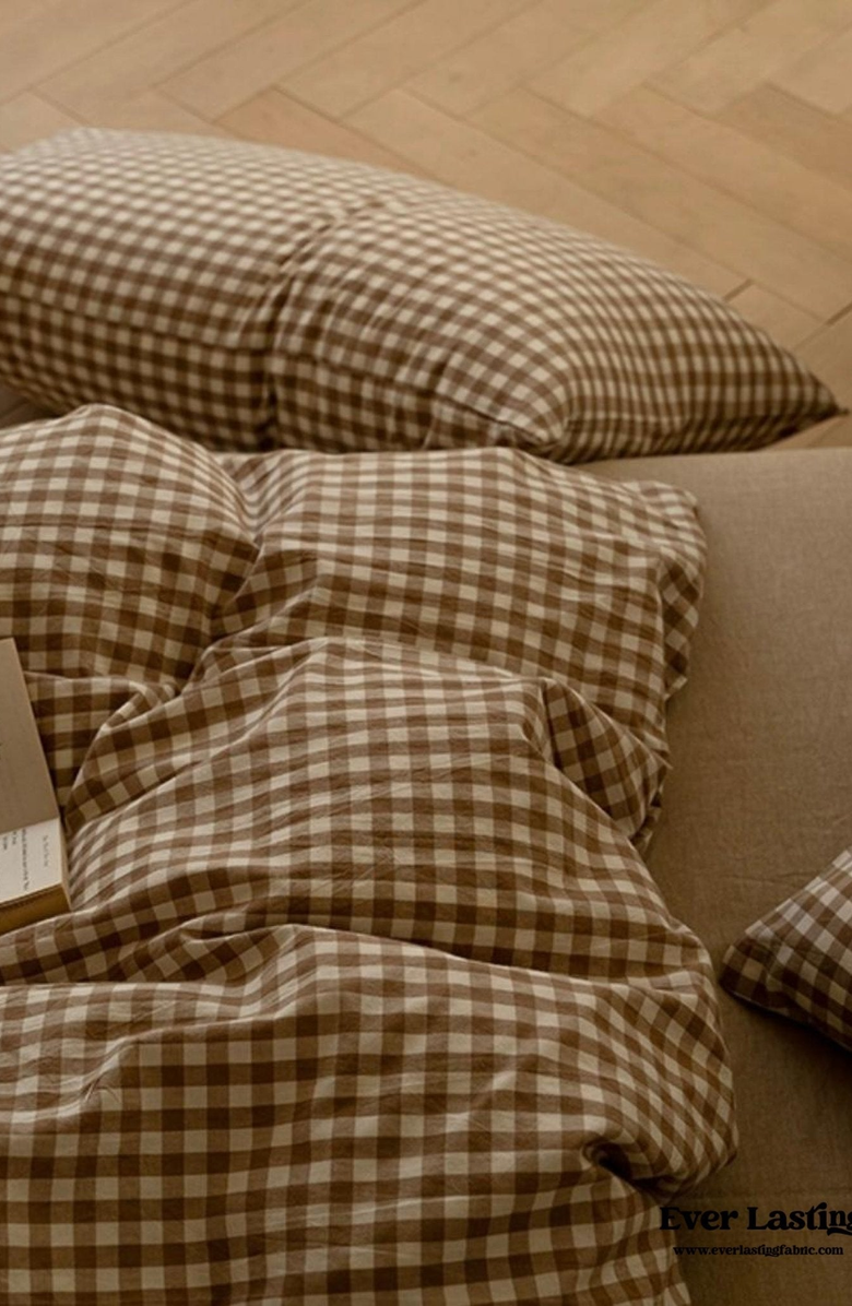 Ever Lasting Gingham Bedding Set, Alternate, color, Brown Gingham, Fitted