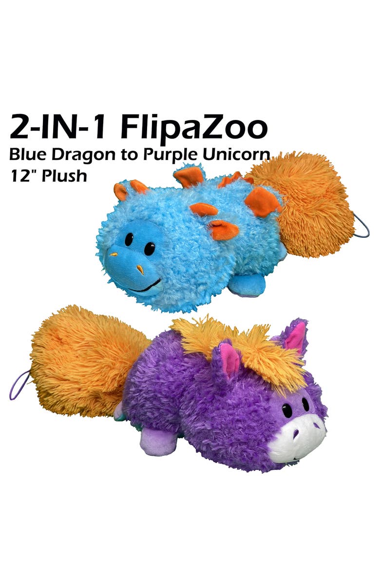 FlipaZoo Magic Tails Blue Dragon To Purple Unicorn 2 In 1 Animal Plush, Alternate, color, Multicolored
