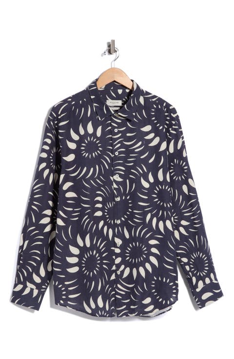 Linen & Cotton Long Sleeve Button-Up Shirt