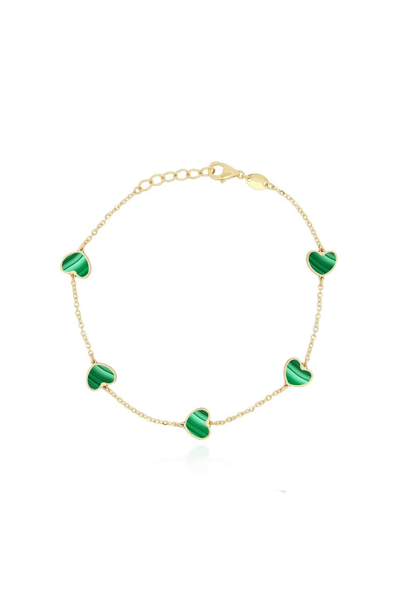 The Lovery Fine Jewelry Malachite Heart Station Bracelet, Main, color, Malachite