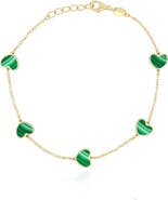 The Lovery Fine Jewelry Malachite Heart Station Bracelet