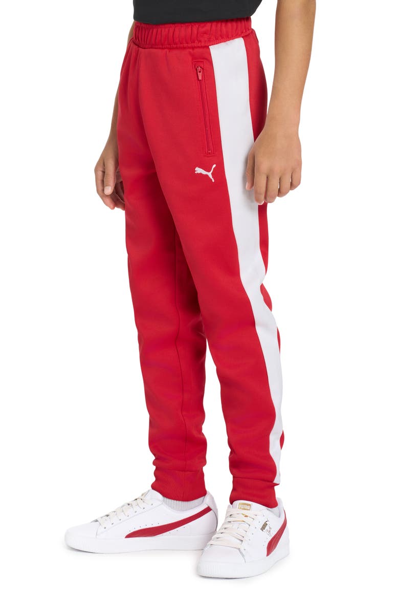 Kids' T7 Foundations Slim Piqué Track Pants, Alternate, color, MEDIUM RED