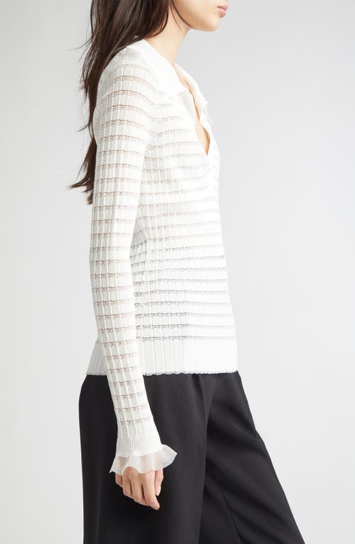 3.1 Phillip Lim Texture Knit Long Sleeve Polo In Neutral