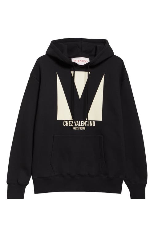 Valentino Garavani Cotton Hoodie With Print In Black