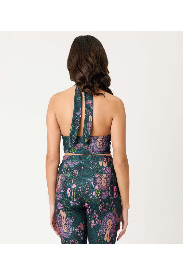 Sultry Halter Neck Crop Top, Alternate, color, Green Mannequin Doodle Print