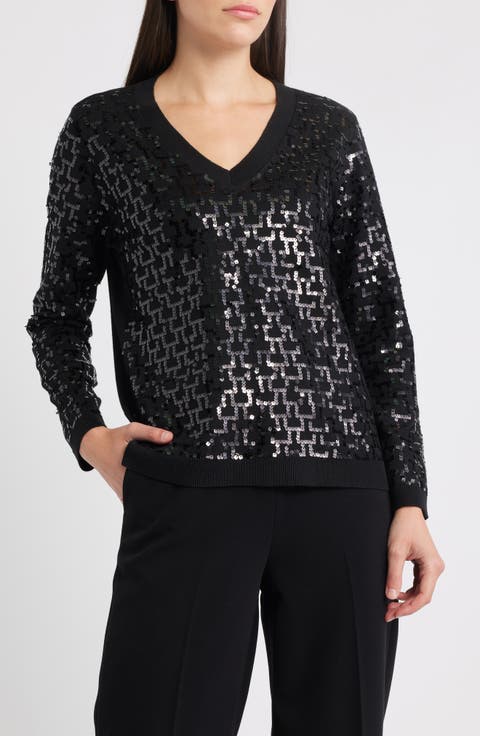 Sequin Zigzag Sweater