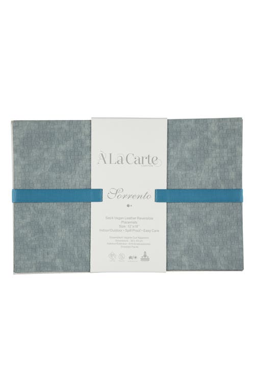 Dainty Home Faux Leather Reversible Set Of 4 Placemats In Reversible Dusty Blue