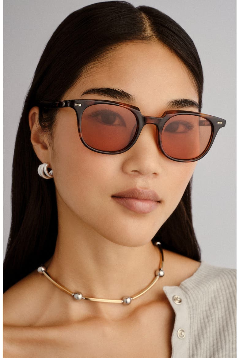 Le Resolu 51mm D-Frame Sunglasses, Alternate, color, DARK TORT / CINNAMON TINT