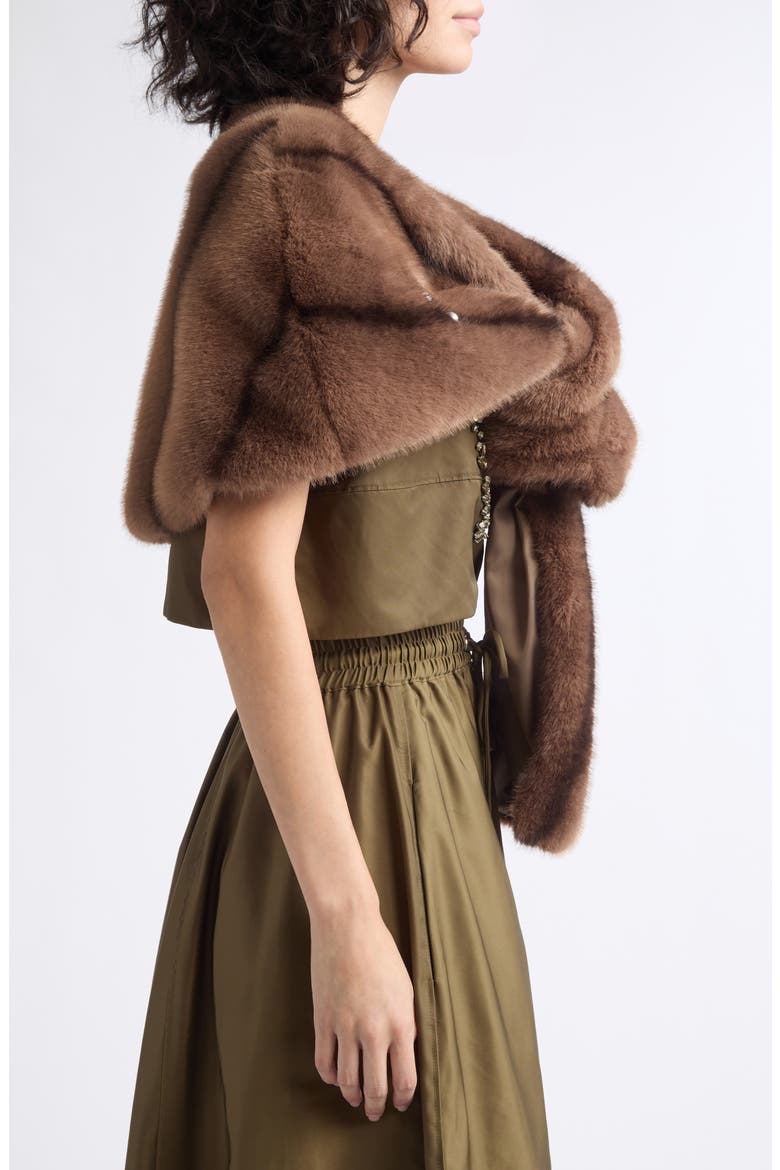 Pearl Drop Gianella Faux Fur Stole, Alternate, color, TAUPE