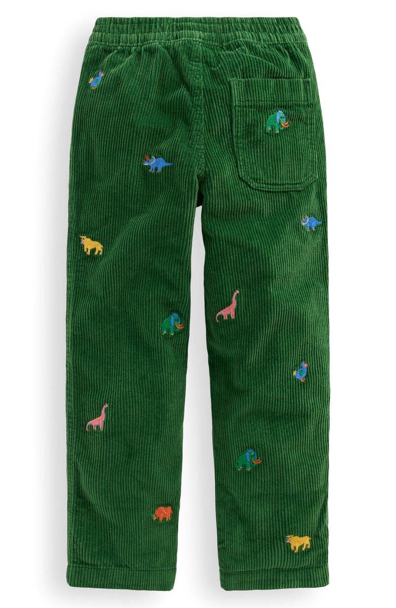 Mini Boden Kids' Dino Embroidered Corduroy Pull-On Pants, Alternate, color, Prehistoric Animals Embroidery