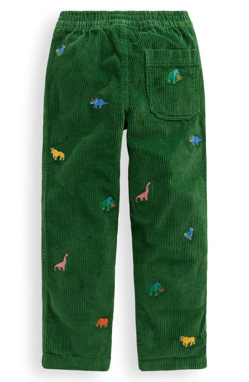 Mini Boden Kids' Dino Embroidered Corduroy Pull-on Pants In Multi