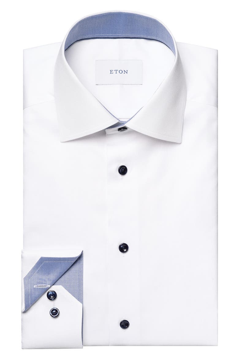 Slim Fit Twill Dress Shirt, Alternate, color, WHITE
