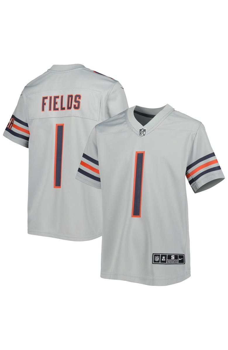 Nike Youth Nike Justin Fields Gray Chicago Bears Inverted Game Jersey, Alternate, color, 