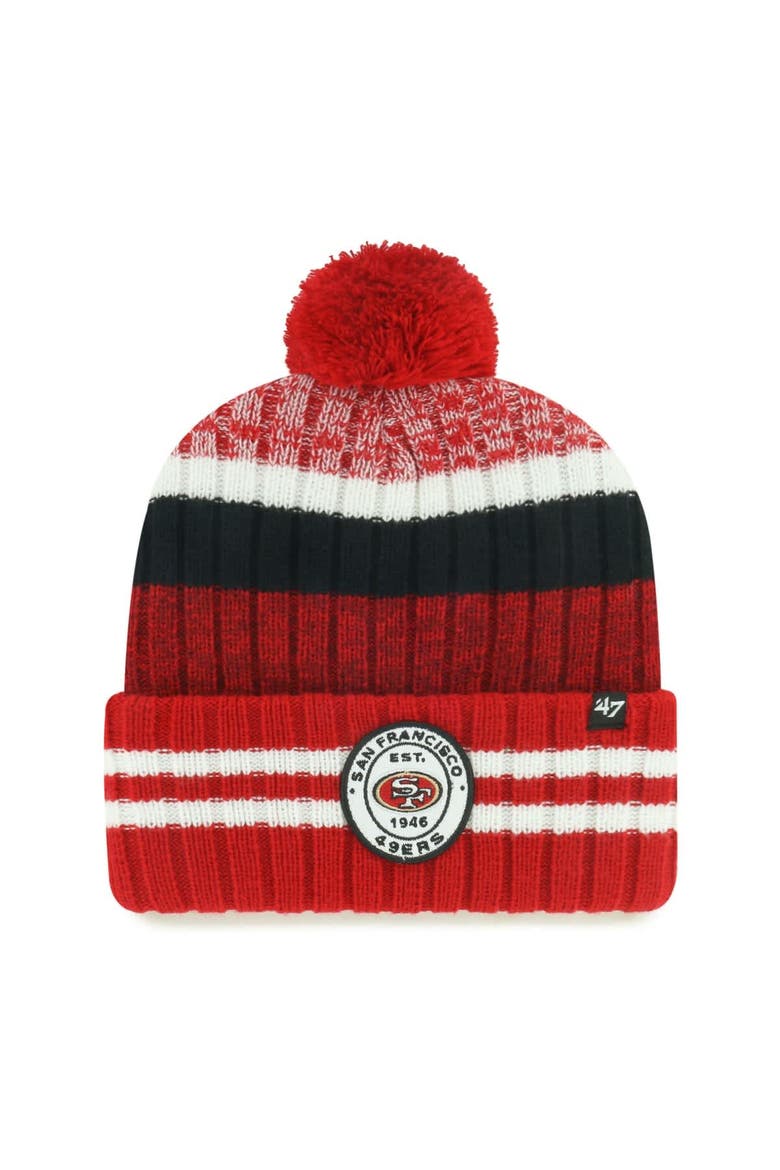 Men's '47 San Francisco 49ers Quiver Cuffed Knit Hat with Pom, Main, color, Scarlet