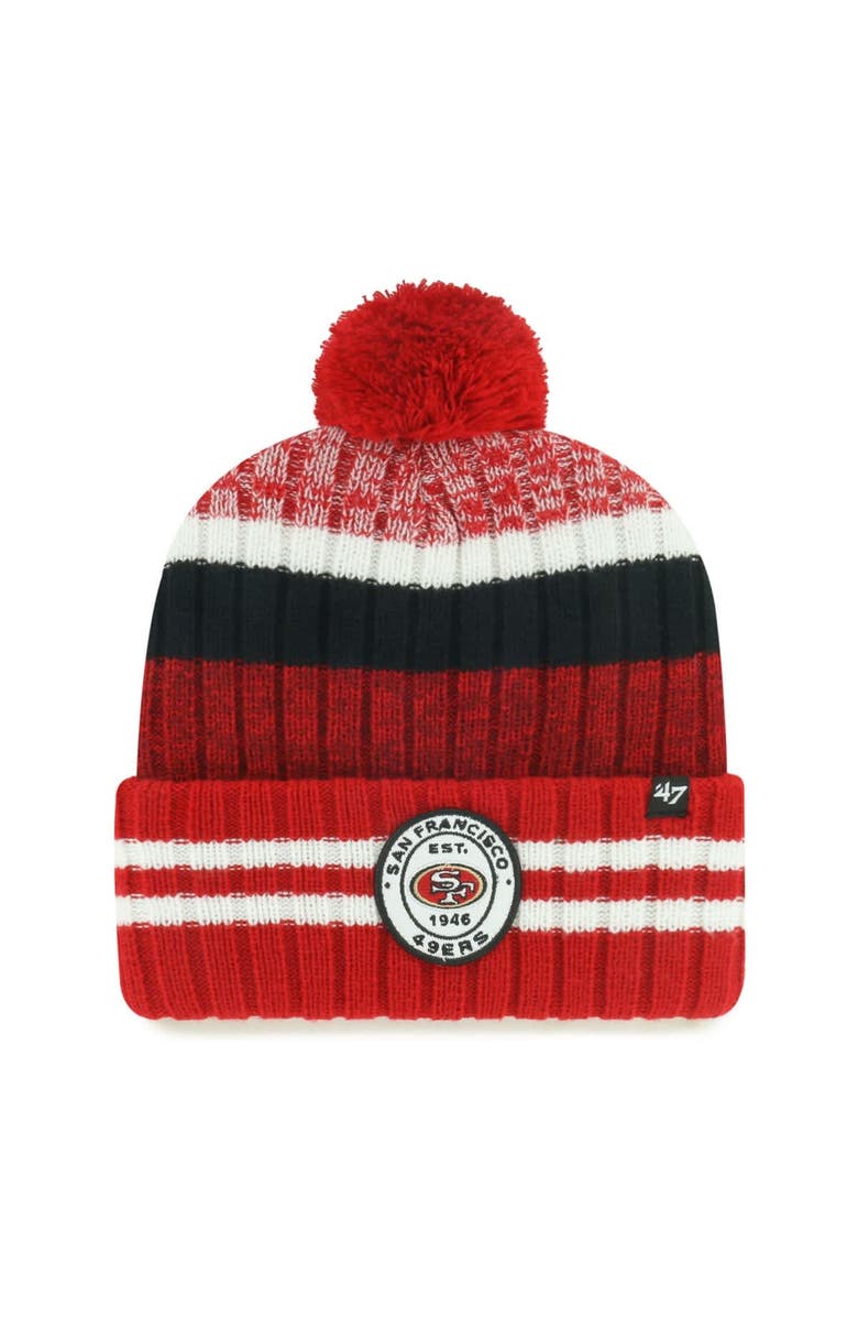 '47 Men's '47 San Francisco 49ers Quiver Cuffed Knit Hat with Pom, Main, color, Scarlet