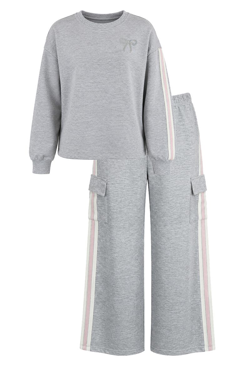 Kids' 2-Piece Stripe Sweatsuit, Main, color, GREY