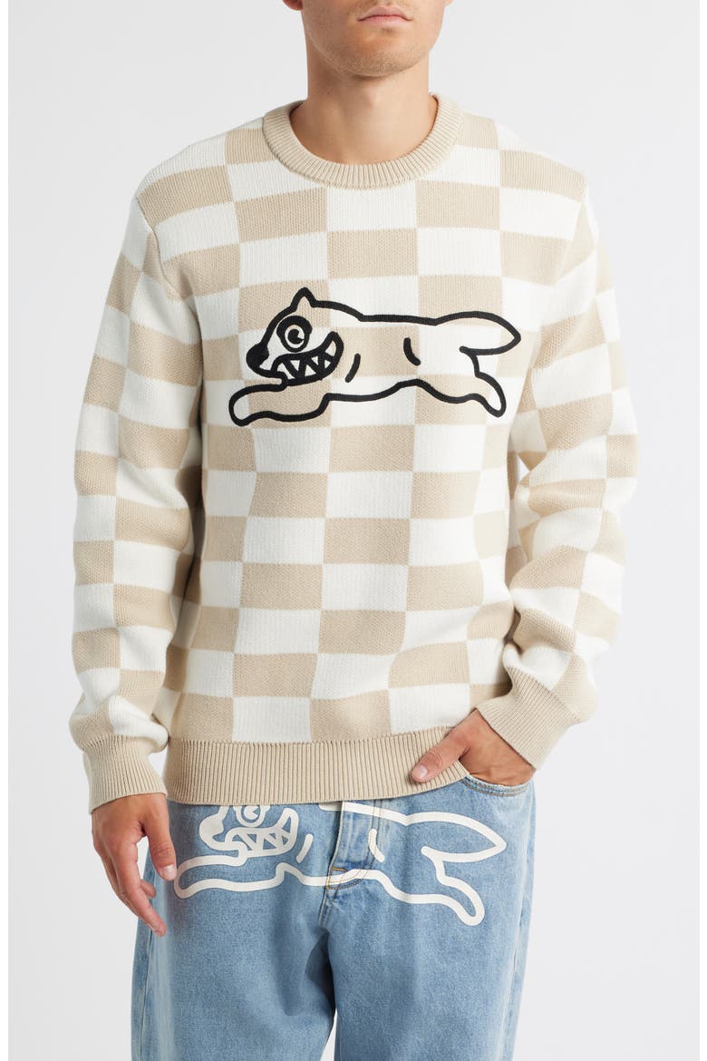 Check Logo Sweater, Main, color, ANTIQUE WHITE