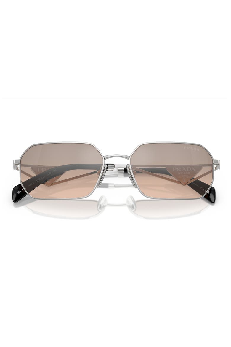58mm Rectangular Sunglasses, Alternate, color, PALE GOLD BROWN MIRROR/ SILVER