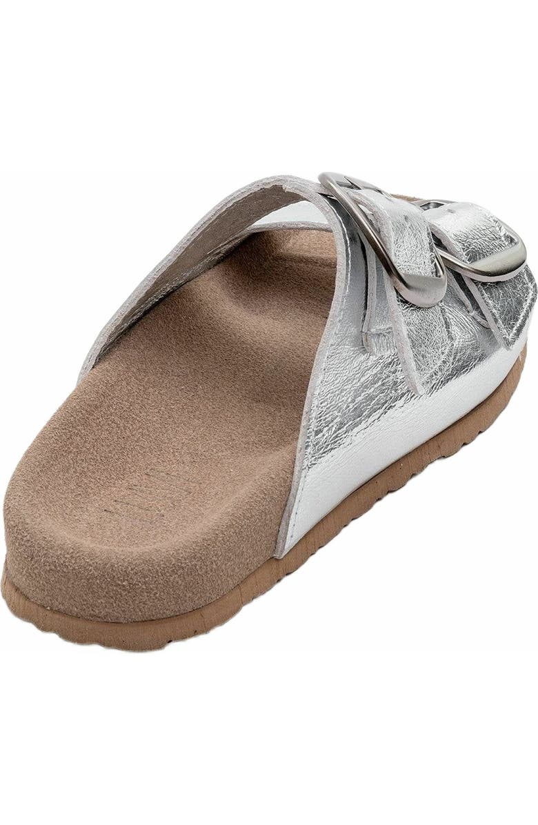 Forever & Always Shoes Ovesta Soft Footbed Leather Slide Sandal, Alternate, color, Silver Leather