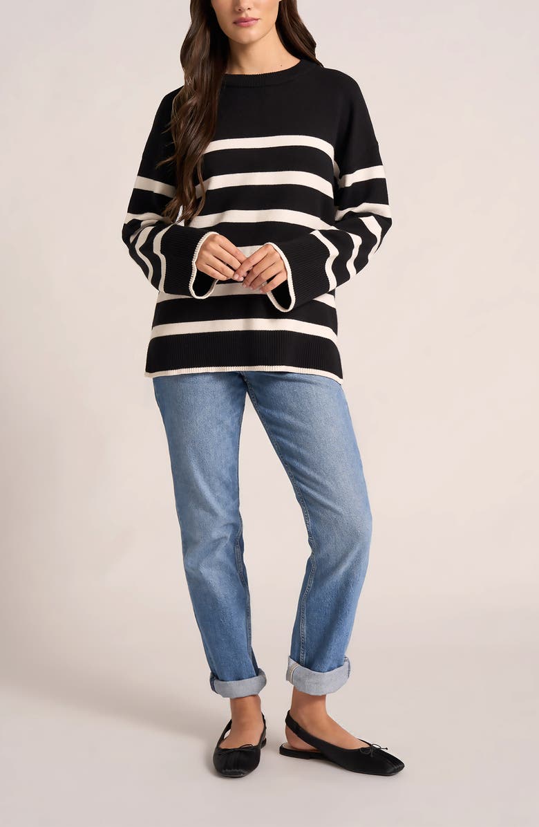 matty m. Elliot Stripe Sweater, Alternate, color, Black/ Ivory