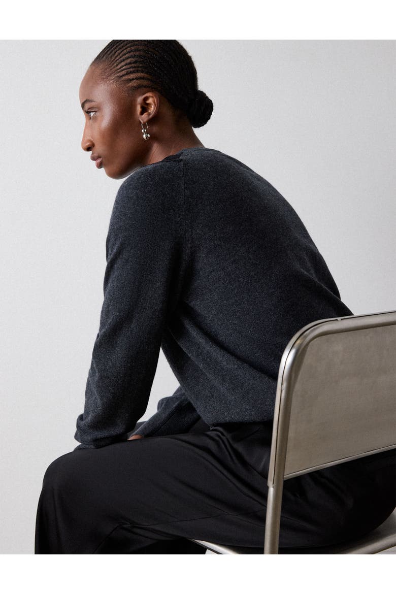 Wool Mix Lace Trim Knit Sweater, Alternate, color, Dark Grey