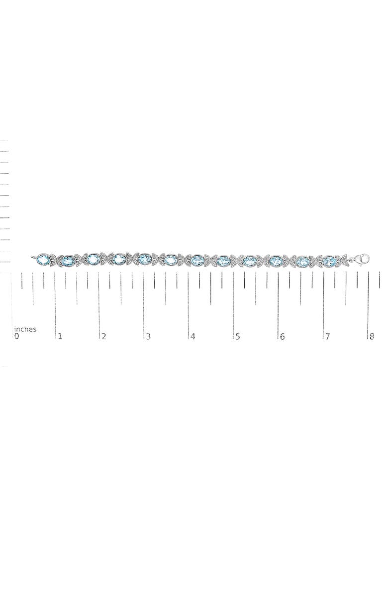 Haus of Brilliance Silver Oval Blue Topaz Diamond Butterfly Link Bracelet - Inches, Alternate, color, White
