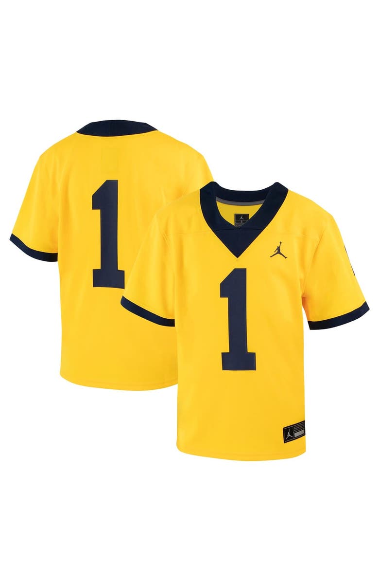 Jordan Brand Youth Jordan Brand #1 Maize Michigan Wolverines Untouchable Football Jersey, Main, color, 