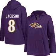 PROFILE Women's Profile Lamar Jackson Purple Baltimore Ravens Plus Size Player Name & Number Pullover Hoodie