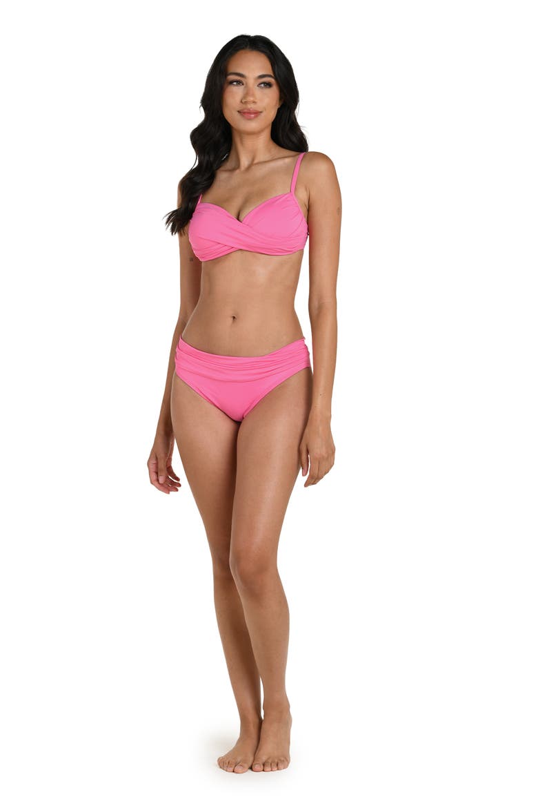 Island Goddess Wrap Bikini Top, Alternate, color, ROSE PINK