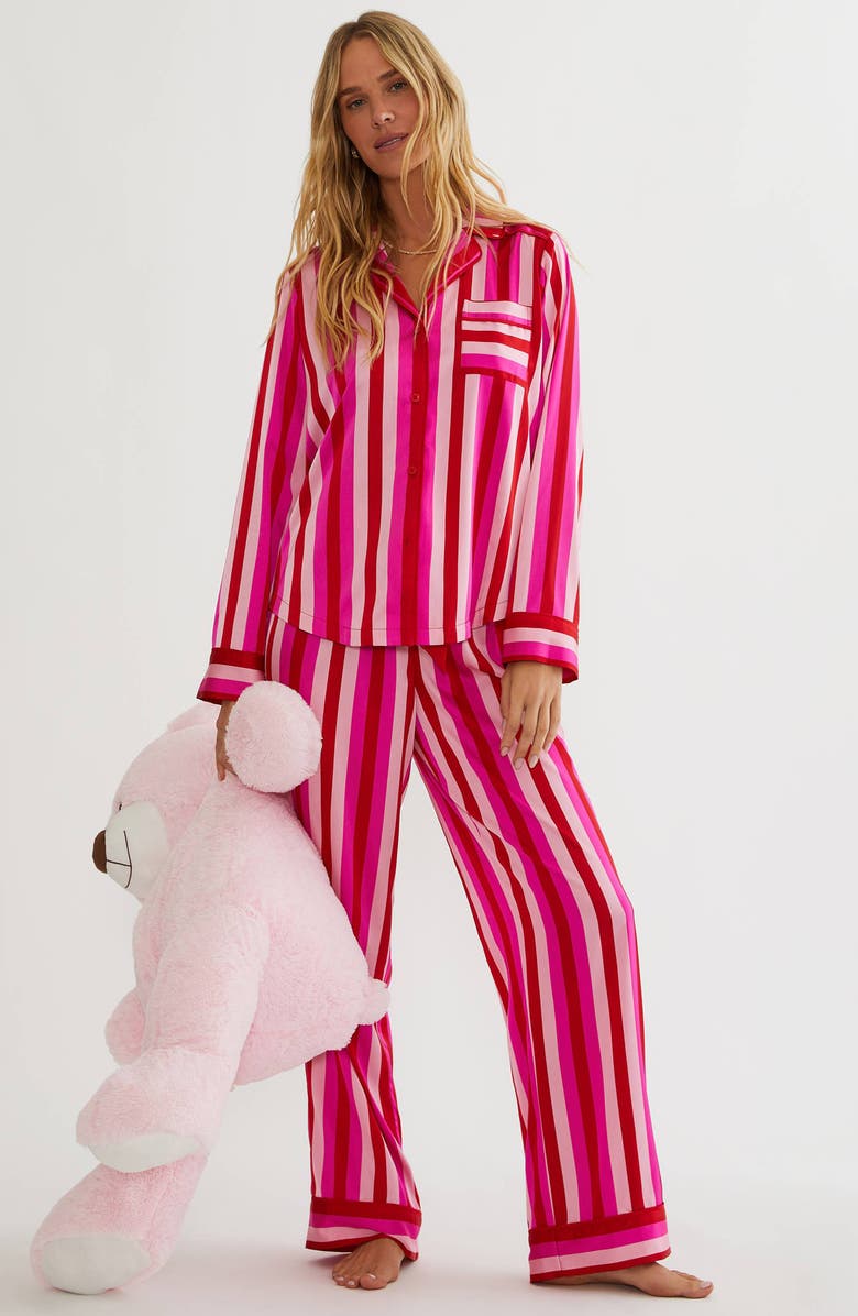 Beach Riot Livy & Connie Pajamas, Alternate, color, Pink Red