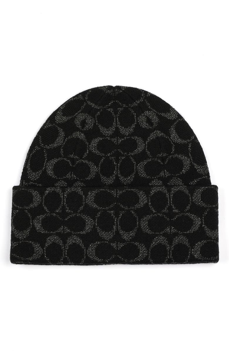 COACH Metallic Signature C Beanie, Main, color, 