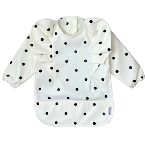 Classic Low-Pocket Ruffle Long Sleeve Bib Smock