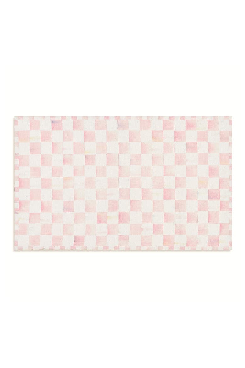 Rosy Checkerboard Machine Washable Rug, Main, color, ROSY