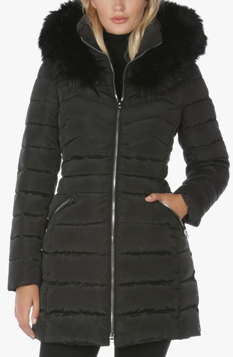 Laundry by Shelli Segal Faux Fur Trim Hooded Puffer Jacket, Alternate, color, 