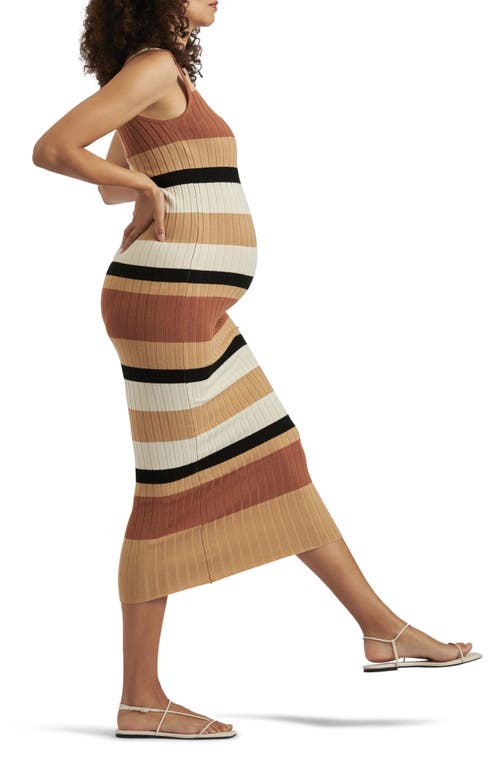 RIPE MATERNITY RIPE MATERNITY SARAH STRIPE RIB TANK MATERNITY MAXI DRESS