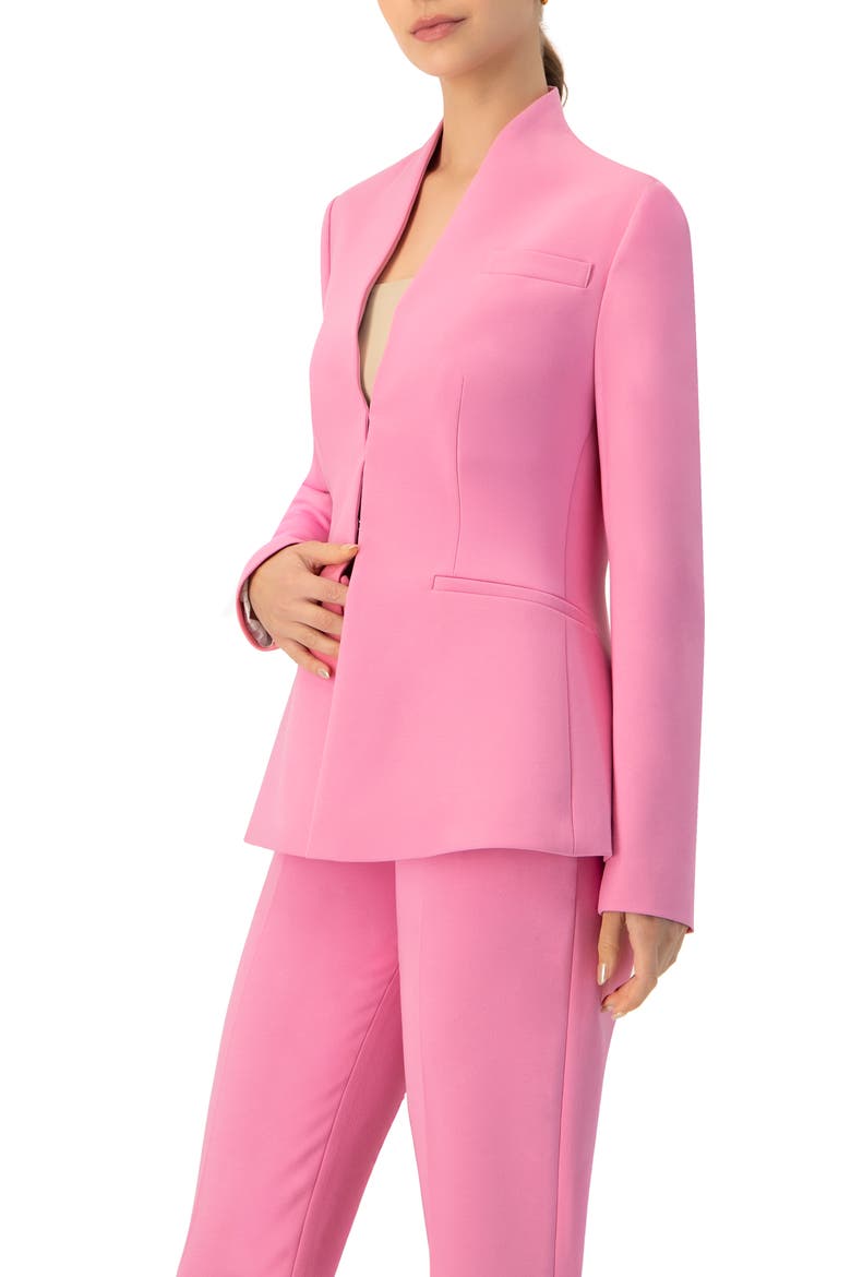 Collarless Straight Blazer, Alternate, color, Pink