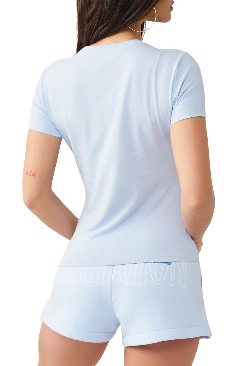 Crystal Embellished Logo T-Shirt, Alternate, color, CASHMERE BLUE