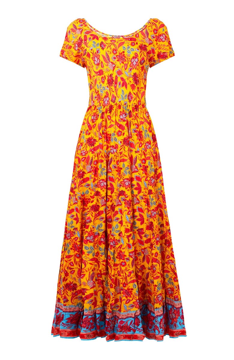 Joe Browns Short Sleeve Flowy Maxi Dress, Alternate, color, Golden Bloom