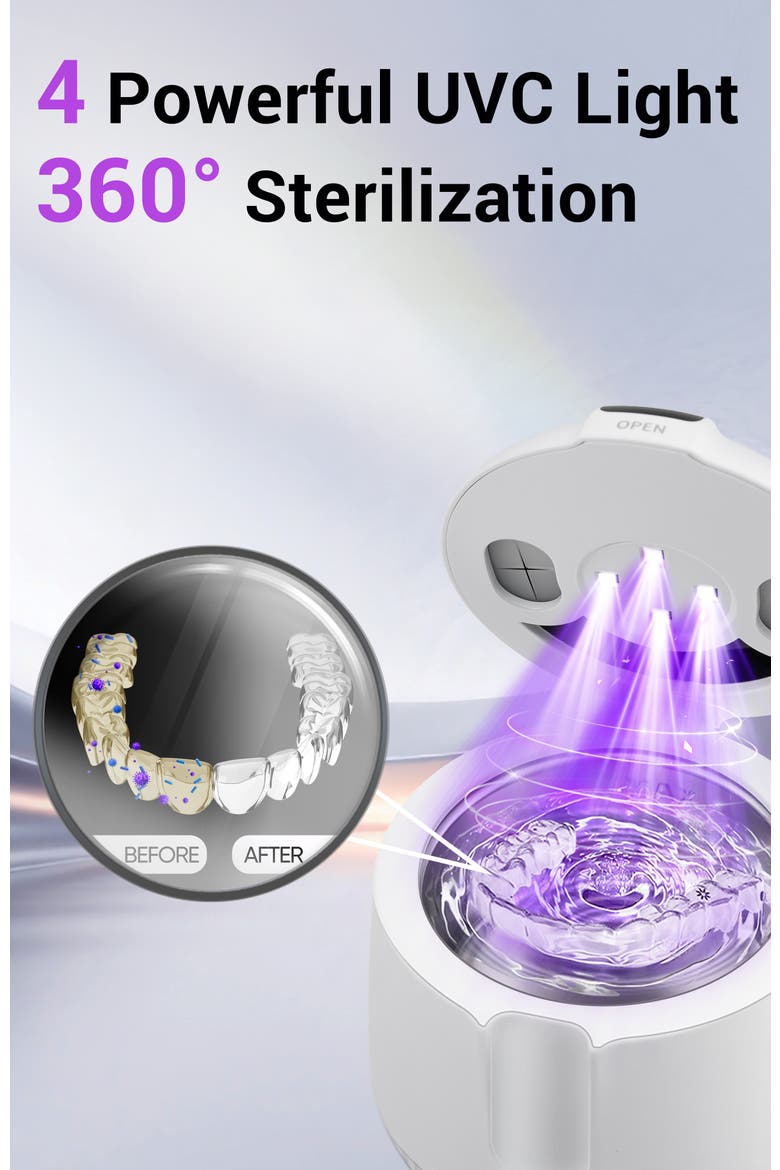 Cordless Ultrasonic Retainer & Jewelry Cleaning Pod with Digital Timer, Alternate, color, White