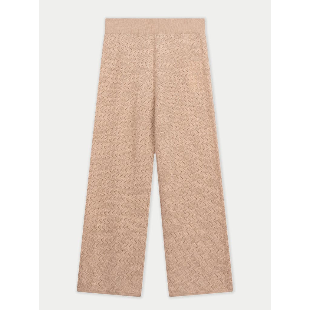 Gobi Cashmere Wide-leg Ajour Knit Cashmere Pants In Sand