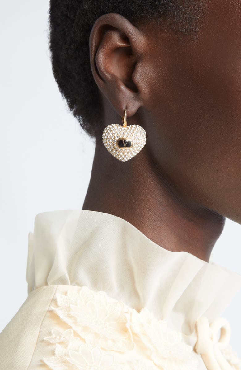 Valentino Garavani Coeur Royal Earrings, Alternate, color, Nero/ Crystal