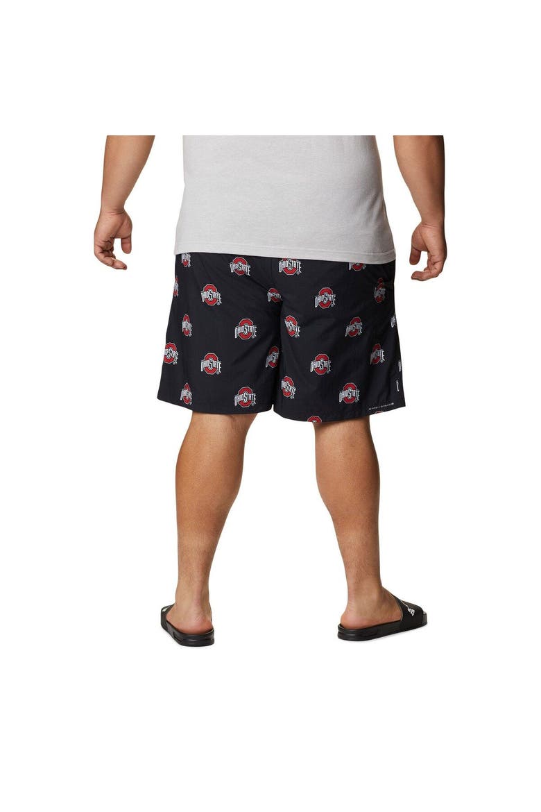 Men's Columbia Black Ohio State Buckeyes Big & Tall Backcast II Allover Print Omni-Shade Shorts, Alternate, color, Black