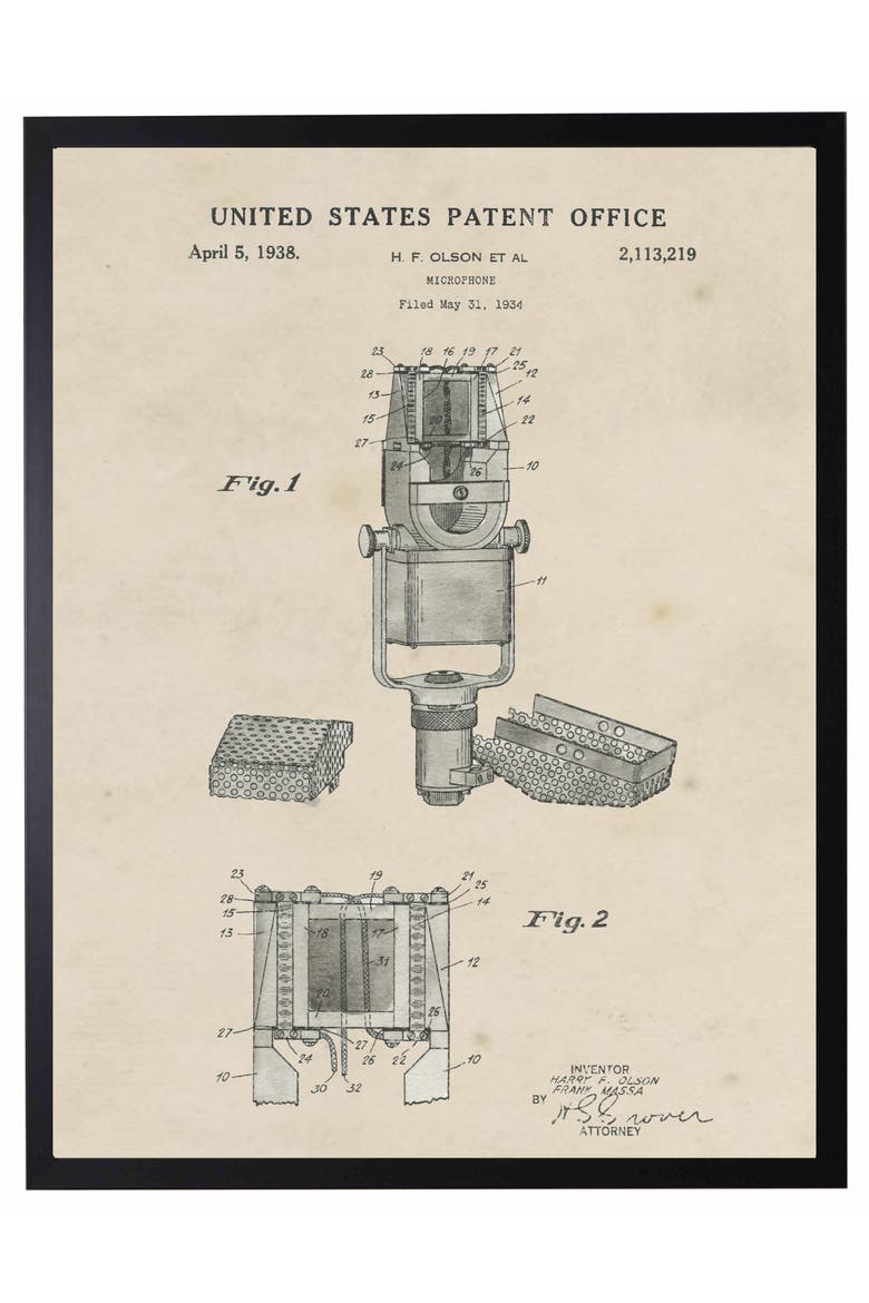 Microphone Patent in Black Frame, Main, color, No Color