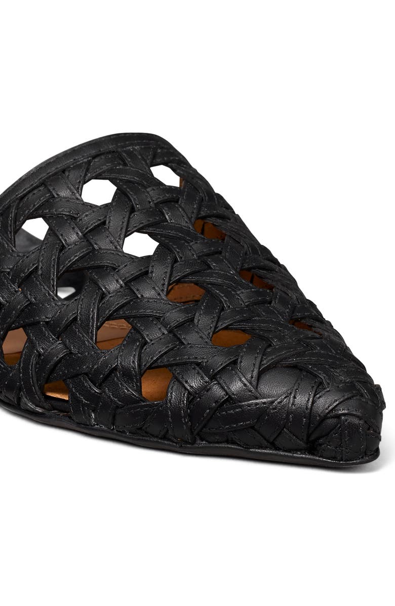 Tory Burch Basketweave Ankle Tie Pointed Toe Flat, Alternate, color,